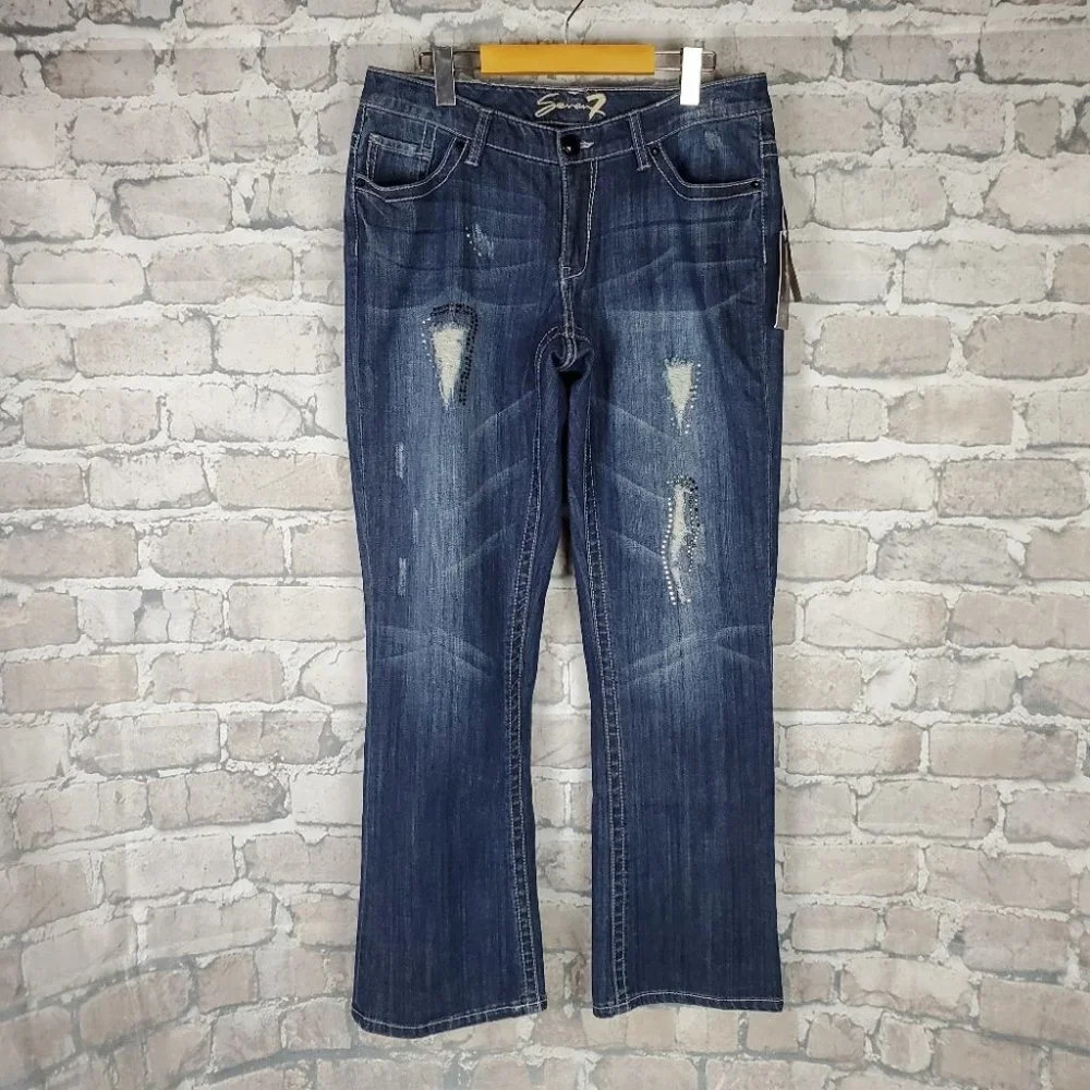 Seven7 Luxe Jeans Sully  Blue 14 Stretch Bootcut NWT